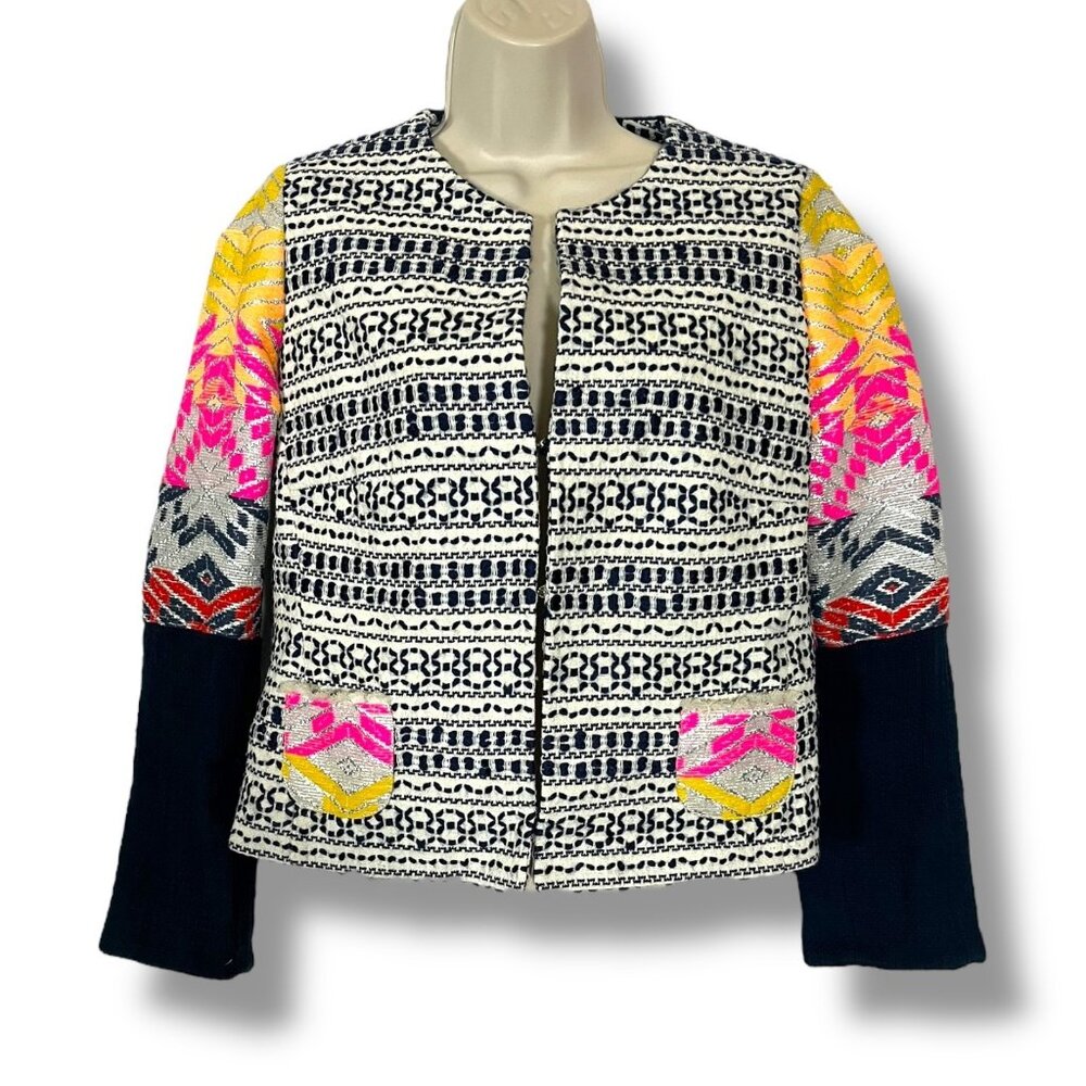Vilagallo Anthropologie Starry Blazer Festive Tapestry Jacket Size 44 US 8/10
